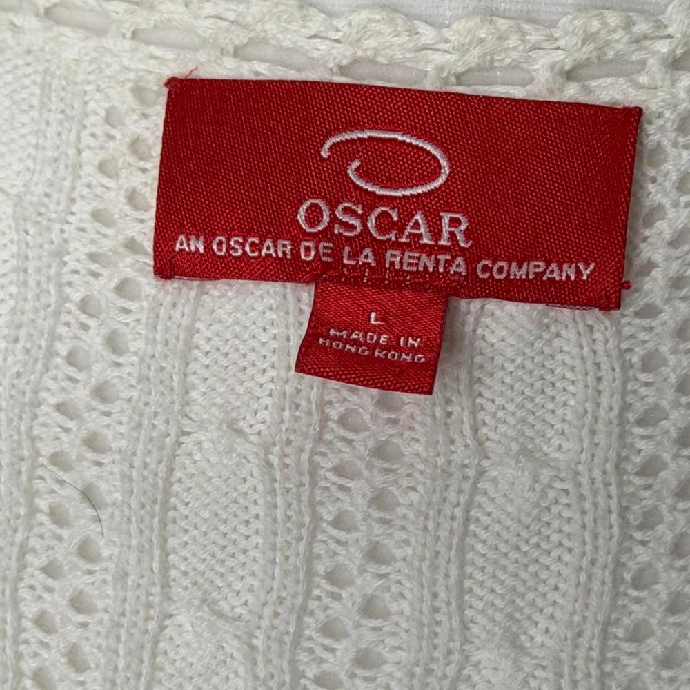 Oscar de la Renta‎ Cream Cable Knit Cardigan Cottagecore Grandpa Chic Sweater